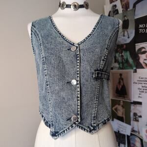 Acid Wash Denim Vest Vintage 80s